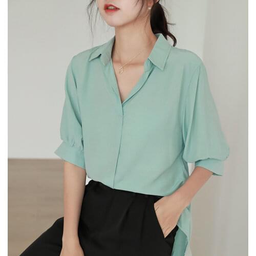AIHUYIGUI Green Blouses