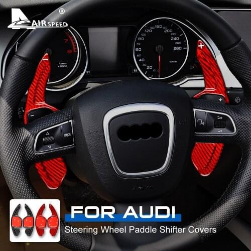 AIRSPEED for Audi A4 A5 A6 A8 S5 S6 RS6 Q5 Q7 Accessories Carbon Fiber Interior Trim Car Steering Wheel Extension Paddle Sticker