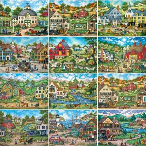 AZQSD Paint By Numbers House Drawing On Canvas Oil Painting By Number On Canvas Summer Kits Handpainted Wall Art