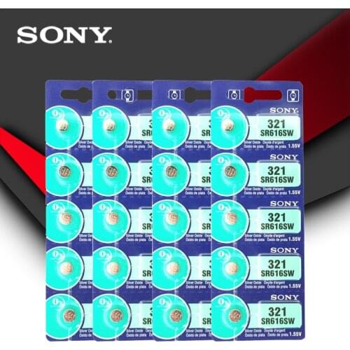 20pc Sony 100% Original 321 SR616SW 1.55V Silver Oxide Watch Battery SR616SW 321 Button Coin Cell MADE IN JAPAN