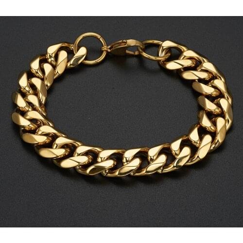 316L Stainless Steel Dubai Gold Link Chain Bracelet Men 6/8/10/12/15MM Wide Mens Bracelets & Bangles Handle Fashion Male Jewelr