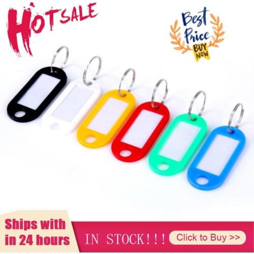 30/10Pcs/set Plastic Keychain Key Fobs Luggage Id Label Name Cards Tags With Split Ring For Baggage Key Chains Key Rings