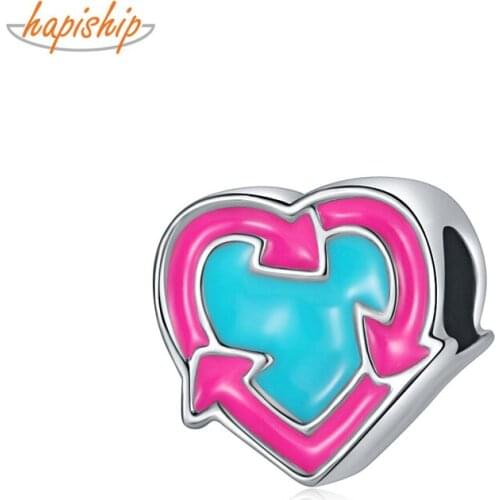 Hapiship 2020 Original Daisy New Fashion Sweet Cycle Heart Glaze Charm Beads Fit Charm Bracelet Female DIY Jewelry Making CZ040