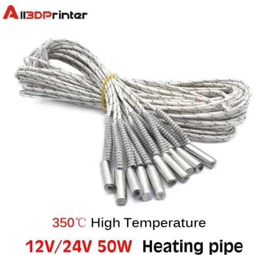 3D Printer Parts hotend Heating Tube 12V/24V 50W High Temperature 6*20mm mk8 hot end E3D V6 Heated block Cartridge Heating pipe