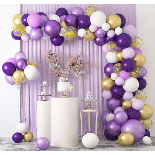 Purple balloon Garland Arch Kit 16Ft Light purple Gold White Balloons Confetti Latex Female birthday baby shower decor