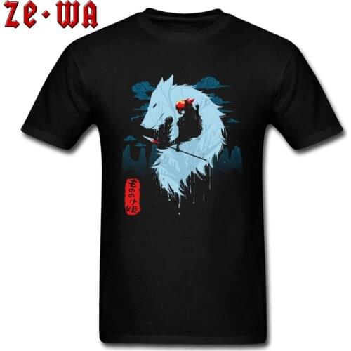Tops Tees Princess Mononoke T-shirt Men Slim Fit T Shirts Forest Spirit Japan Anime Design Clothes Cotton Cheap Black Tshirt