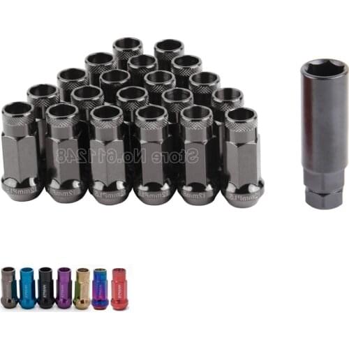 Racing 20PCS Auto Steel Acorn Rim Extended Wheels Tuner Lug Nuts Open End With One Key M12x1.5/M12x1.25 Titanium Neochrome Blue