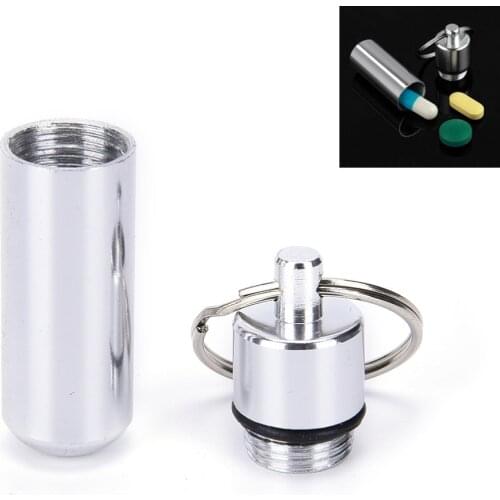 Hot Pill Box Capsule Shape Aluminum Pill Case Keychain Outdoor Pocket Pill Holder Container Delicate Medicine Box