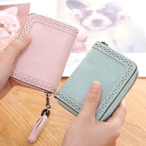JULICXYJ High Capacity Hollow Tassel Function 24 Bits Women Business Cards Holder Credit Passport Cover Card Bag Case Wallet
