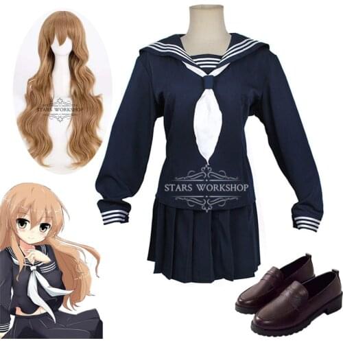 Anime Toradora TIGER DRAGON Aisaka Taiga Cosplay Costume JK School Uniform Sailor Suit Halloween Carnival Blue Fancy Dress Skirt
