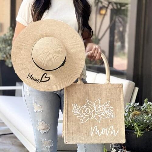 Mom summer Beach Tote Bag hat Mothers Day family travel Birthday New Mama wedding mother of the bride groom Christmas present