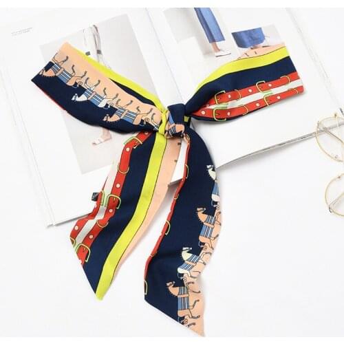 Small Silk Scarf Female Satin Mid-streamer Four Seasons Korean New Style Long Scarf Belt Strap Narrow Neck Tie Bag Handle Ribbon