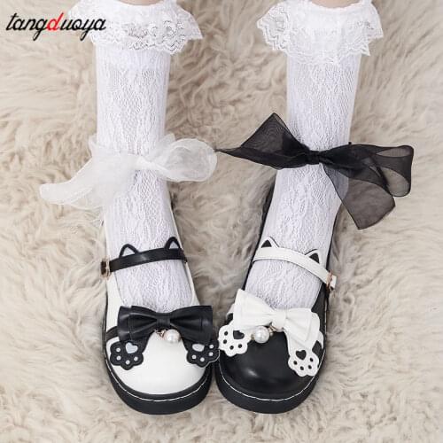 Sweet Lolita shoes kids 2021 new autumn Lolita shoes bow flat bottom uniform JK shoes cute