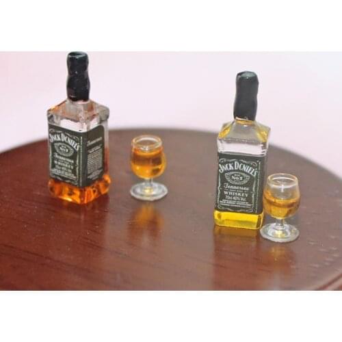 Cute Mini 1/12 Dollhouse Miniature Whisky Wine Drink Bottle Glasses Food for Blyth BJD Doll House Kitchen Accessories Toy