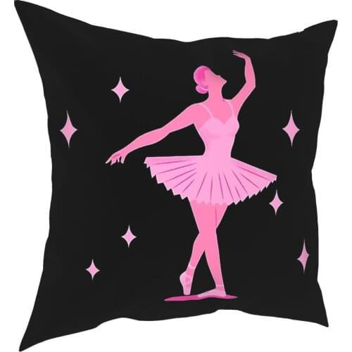 I Like Ballet Pillow Case Home Decorative Dance Ballerina Cushions Throw Pillow for Sofa Polyester Double-sided Printing Print