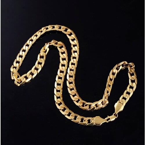 10 MM Gold Color Chains Link Necklace Men 24 inch Hiphop/Rock Choker Male Necklace Accessories Fashion Men Punk Gothic Jewelry