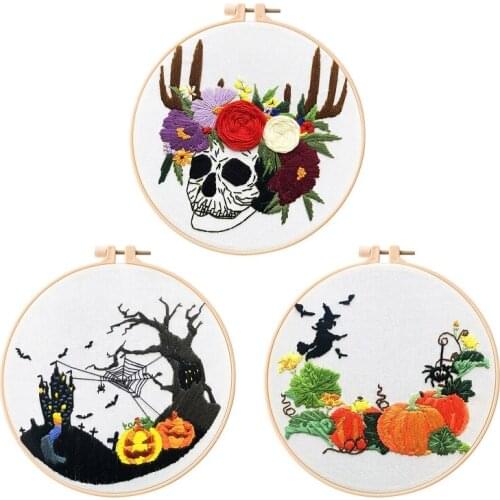Halloween Embroidery Kit, Embroidery Set for Beginners, Modern Embroidery Starter Kits, Craft Kit, English Description
