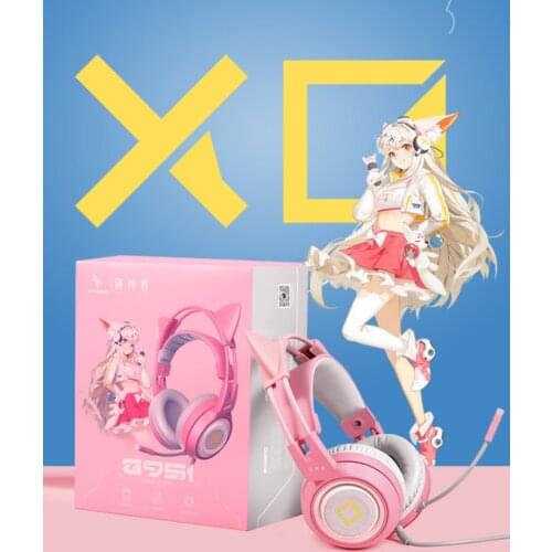 New Somic G951 X2 PINK Cat Ear gaming headset 3.5mm 7.1 channels wired stereo girl game E-sports headphone for PC mobile phone