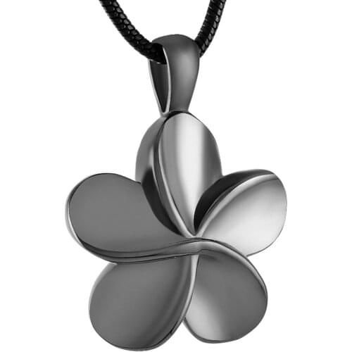 MJD8026 memorial jewelry Professional Crematory Jewelry Plating gun black Stainless Flower Cremation Keepsake Pendant