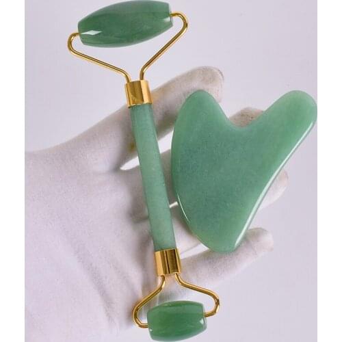 Rose Green Roller Scraping Plate Sheet Face Massager Lifting Natural Jade Facial Massage Crystal Stone Skincare Rock Quartz