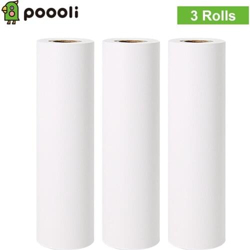 110 * 30mm Thermal Paper Roll 3 Rolls White Self-adhesive Printable Sticker Paper for Poooli L3 Portable Thermal Printer