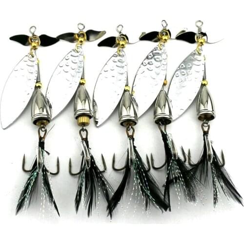 HENGJIA fishing lure 5pcs 11g Spinner Baits Isca Artificial Pesca Fishing Lures Carp Fishing Wobbler Peche Metal Spoon tackle