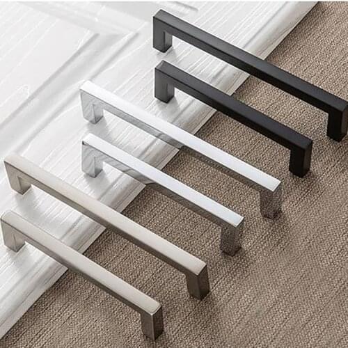 3.78" 5"7.56''Modern Simple Furniture Handles Black Cabinet Dresser Pull Drawer Handle U Shaped Zinc Alloy Furniture Hardware