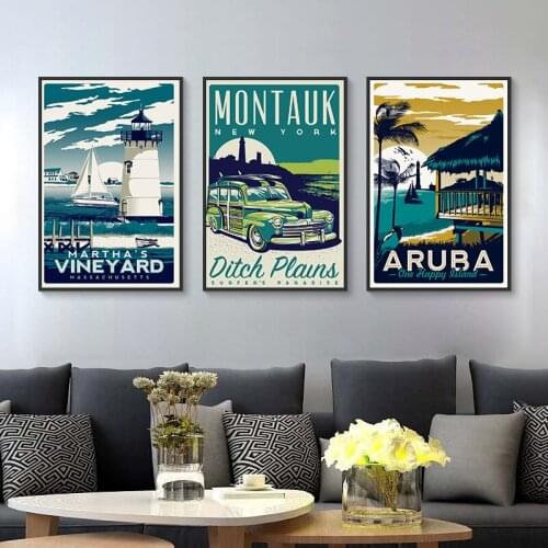 Old-Fashioned Vintage Classic Landscape Print American Decorative Canvas Painting for Living Room Bedroom Wall Decor