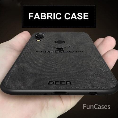Fabric Cases For Huawei P Smart 2019 Case Soft Silicone Deer Fabric Back Cover For Huawei Honor 10 Lite Case Shorkproof Fundas