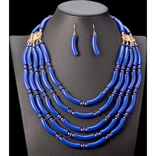 UDDEIN Nigerian Wedding Indian Necklace Sets Multi Layer Beads Necklace For Women Bohemian Statement Choker African Jewelry Set