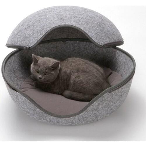 Egg Shaped Cozy Felted Cat Bed Pet House Bed Cozy Cave Pet Baskets Solid Mini Warm Soft Pet Sleeping Bag Dog Kennel Beds Nest