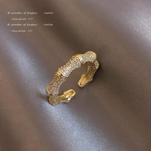 Design Sense Creative Bamboo Skeleton Shape Gold Rings For Woman Party Girls Sexy Finger Accessories Korean Fashion Jewelry Set