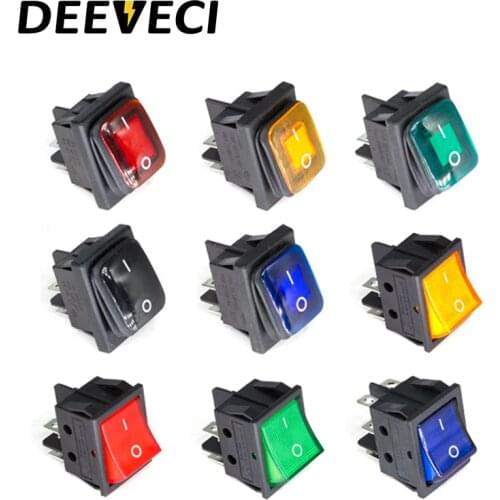 KCD4 12v 220v 30A waterproof heavy duty toggle switch illuminated latching 4pins on off emergency marine rocker switch