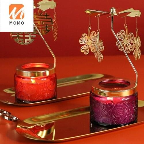 Revolving Scenic Lantern Aromatherapy Candle Gift Box Set Birthday Wedding Gift Essential Oil Incense Scented Candle Rotating