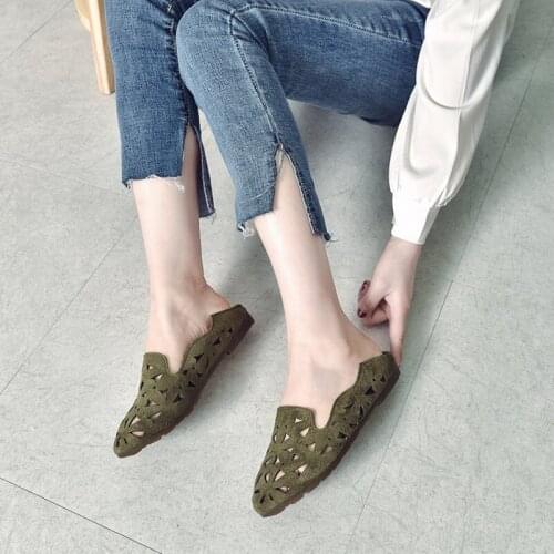 2020 Summer New Women Shoes Wear Stylish Two Wear Women Sandals Round Head Flat Heel Non-Slip Breathable Casual Tide Shoes Women