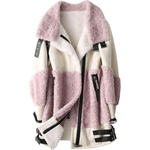 Womens Coat Fur Autumn Winter Jacket Women Clothes Korean Vintage 100% Wool Sheepskin Coat Sheep Shearling Fur ZT1499