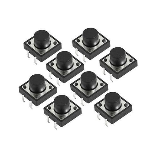 100pcs 12x12x8mm Momentary Tactile Tact Push Button Switch 4 Pin DIP Through-Hole