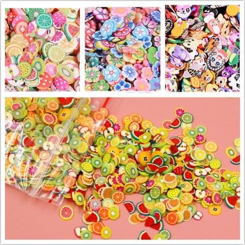 1000 Pcs Soft Fruit Flower Clay Slice Filling Soft Piece Mixed for Clay Nail Beauty DIY Decoration