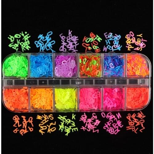 12 Grid Glitter Sequins Confetti Flakes Letter Alphabet for Epoxy Resin Mold Clay Slime Filler Jewelry Making Kit Components DIY