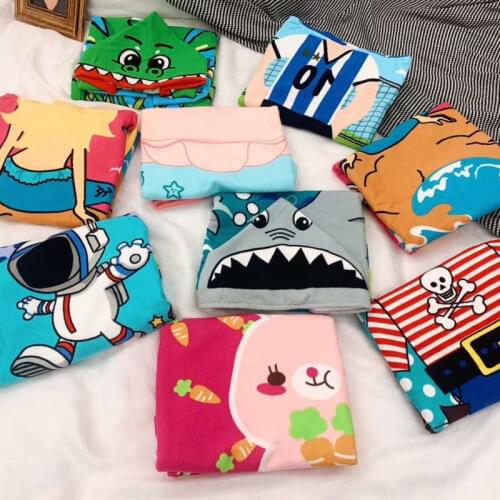 New Summer Childrens Cartoon Swimsuit Bath Towel Cloak Cloak Beach Skirt Bathrobe Can Wear Bath Towel Childrens Clothing
