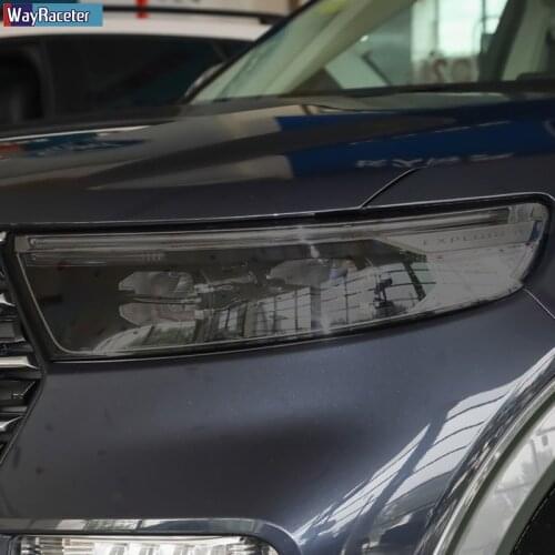 2 Pcs Car Headlight Protective Film Front Light Transparent Smoked Black TPU Sticker For Ford Explorer 2020-On U625 Accessories