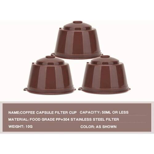 2Pcs Coffee Filter Cup With Spoon Brush Fit For Dolce Gusto Reusable Coffee Capsule Filters Baskets Capsules Kitchen Cafe Tools