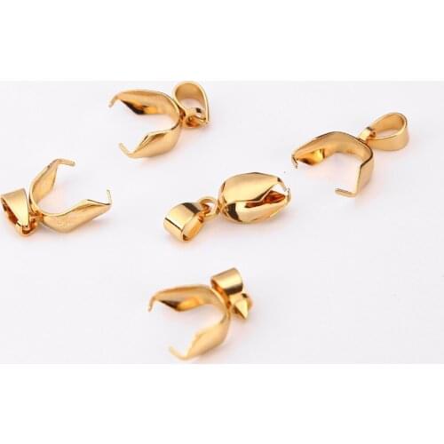 20pcs/lot 5*18mm Gold tone Pendants Clasps Clips Bails Connectors stainless steel Charm Bail Beads Jewelry Findings