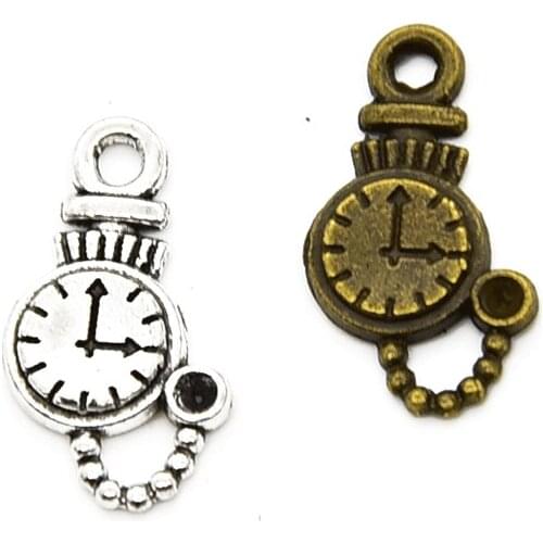 30PCS Wholesale Vintage Metal Clock Charms Pendants For Jewelry Making DIY Handmade