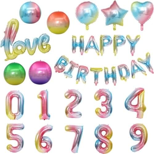 40 inch digital aluminum foil balloon children toy birthday party decoration wedding decoration rainbow colored balloons