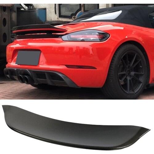 Car Rear Trunk Wing Spoiler Lip For Porsche 718 Boxster 2016 - 2020 Carbon Fiber Car Rear Trunk Boot Lip Spoiler Wing Black FRP