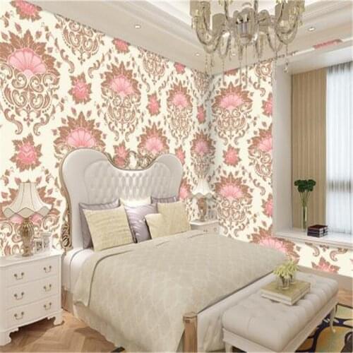 European Wallpaper Photo Murals High Quality Wallpaper Roll Pink Pattern Wallpapers for Living Room Theme Hotel Paper Girl Room