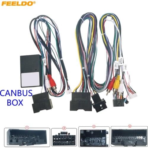 FEELDO Car Audio 16PIN Android Power Cable Adapter With Canbus Box For Ford Ecosport Escape Stereo Wiring Harness #HQ6567