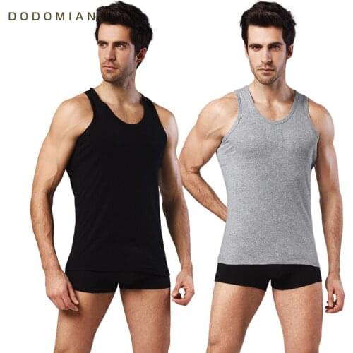 Men Cotton Tank Tops 2pieces Fitness Clothing Casual Soft Breathable Fashion Mens Solid Vest Summer O-Neck Undershirts