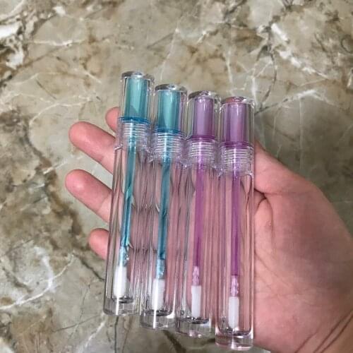 NEW 4ml Cosmetic Transparent Lip Gloss Tubes With Purple Green Wand Clear Lipgloss Lip Balm Packaging Container DIY Lip Makeup
